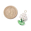 Glass Seed Beaded Flower Bud Pendants PALLOY-MZ00760-04-2
