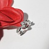 Cross Brass Micro Pave Clear Cubic Zirconia with Plastic Pearl Cuff Rings for Women FS-WG3432A-01-1
