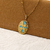 Vintage Real 18k Gold Plated Stainless Steel Enamel Pendant Necklaces for Women QI4661-2-1