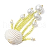 Glass Seed Beaded Jellyfish Pendants PALLOY-MZ00571-04-4