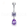 316L Surgical Stainless Steel Cubic Zirconia Teardrop Dangle Belly Rings WG1D57E-02-2