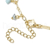 Natural Larimar/Moss Agate/Fluorite/Rutilated Quartz/Garnet Chips Charm Brass Figaro Chain Anklets AJEW-AN00667-5