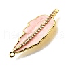 Brass Micro Pave Clear Cubic Zirconia Enamel Leaf Connector Charms KK-V011-25G-E-2