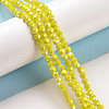 Faceted Round Full Rainbow Plated Electroplate Glass Beads Strands EGLA-J130-FR05-5