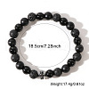 Natural Lava Rock & Black Stone & Black Obsidian Round Beads Stretch Bracelets WS9904-1-3