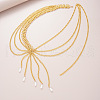 Alloy with Plastic Pearl Teardrop Tassel Waist Beads FS-WG58B7C-01-4