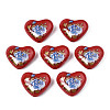 Flower Printed Opaque Acrylic Heart Beads SACR-S305-28-I02-1