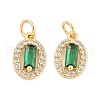 Rack Plating Brass Micro Pave Clear Cubic Zirconia Charms KK-F089-09G-1