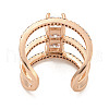 Square Rack Plating Brass Micro Pave Cubic Zirconia Wide Open Cuff Rings for Women RJEW-F162-14RG-3