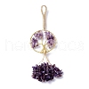 Wire Wrapped Chips Natural Amethyst Big Pendant Decorations HJEW-H057-03E-3