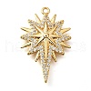 Brass Micro Pave Clear Cubic Zirconia Pendants KK-U065-13G-1