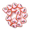 Handmade Lampwork Enamel Beads Heart with Flower LAMP-V001-06C-2