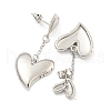 Heart Brass Dangle Stud Earrings EJEW-M258-68P-2