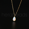 Opalite Teardrop Pendant Necklace with Stainless Steel Chains JD6752-1-1