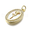 Brass Micro Pave Clear Cubic Zirconia Pendants KK-V010-26G-2