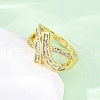 Brass Micro Pave Cubic Zirconia Cuff Rings for Women RJEW-U053-03G-3