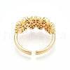 Brass Micro Pave Clear Cubic Zirconia Cuff Rings for Women KK-T074-20G-3