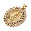 Brass Micro Pave Clear Cubic Zirconia Pendants KK-U076-13G-2