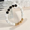 Ion Plating(IP) 304 Stainless Steel & Round Glass Beaded Stretch Bracelets for Women Men BJEW-M046-04G-3