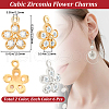 Beebeecraft 12Pcs 2 Styles Rack Plating Brass Cubic Zirconia Charms ZIRC-BBC0002-73-2