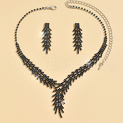 Snowflake Alloy Rhinestone Chain Necklaces & Stud Earrings Sets FS-WGB2E3F-02-1