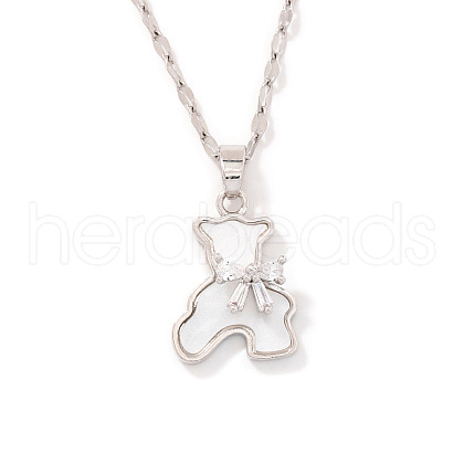Cute Mini Cartoon Bear Brass Cubic Zirconia Pendant Necklaces for Women JK9579-1-1