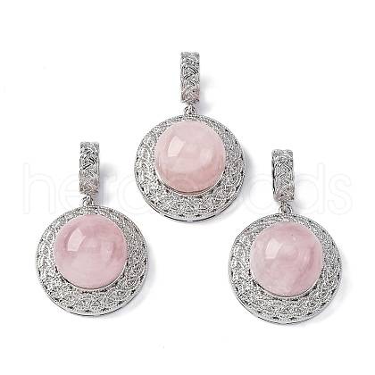 Natural Rose Quartz Pendants G-K339-04P-05-1