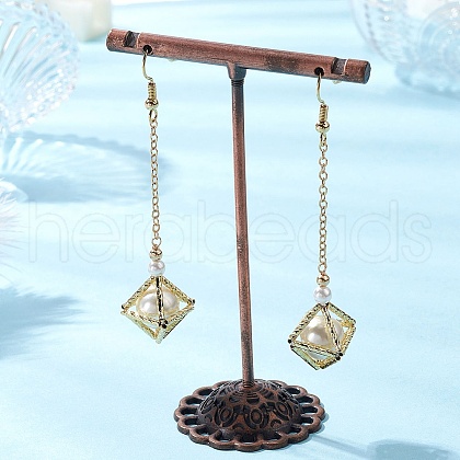 Shell Pearl Dangle Earrings EJEW-TA00625-1