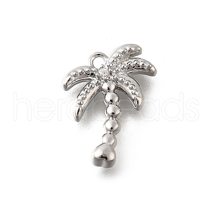 Brass Micro Pave Clear Cubic Zirconia Pendants KK-C096-16B-P-1