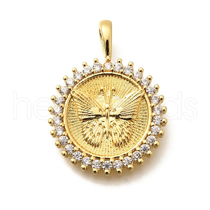 Rack Plating Brass Micro Pave Cubic Zirconia Enamel Pendants X-KK-L226-031G-03-1