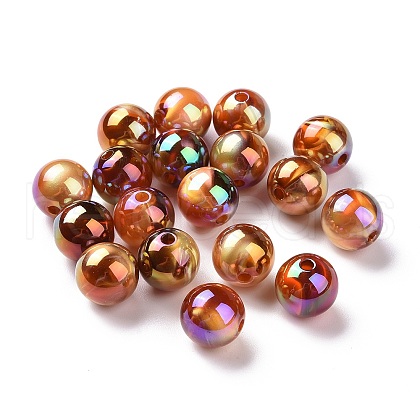 UV Plating Rainbow Iridescent Acrylic Beads PACR-H003-12-1