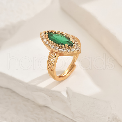 Brass Micro Pave Cubic Zirconia Adjustable Fingers Ring for Women TC6550-2-1