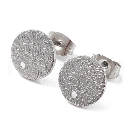 Non-Tarnish 201 Stainless Steel Flat Round Stud Earring Findings STAS-K259-18C-P-1
