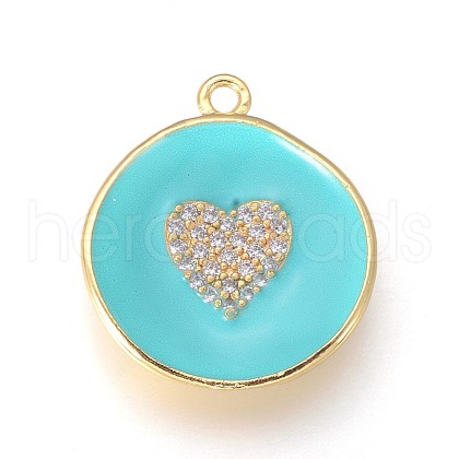 Golden Plated Brass Micro Pave Cubic Zirconia Pendants KK-F809-07G-05-1