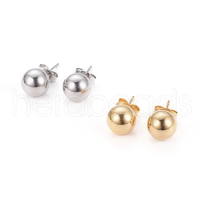 304 Stainless Steel Ball Stud Earrings EJEW-I236-02-1