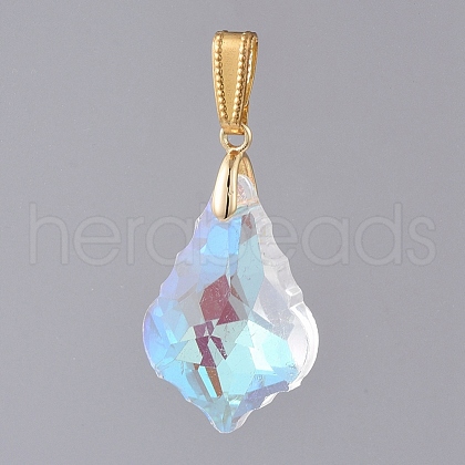 AB Color Plated Electroplate Glass Pendants PALLOY-JF00446-01-1