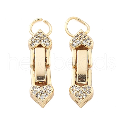 Brass Micro Pave Clear Cubic Zirconia Fold Over Clasps KK-B125-13G-02-1