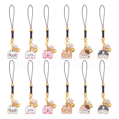 12Pcs 6 Styles Alloy Enmal Pendant Decorations HJEW-GO00017-1