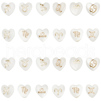 SOFPLATE 24Pcs 12 Styles Natural White Shell Beads BSHE-SP0001-01-1