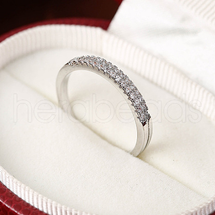 Brass Micro Pave Cubic Zirconia Finger Rings for Women FS-WG59B22-19-1