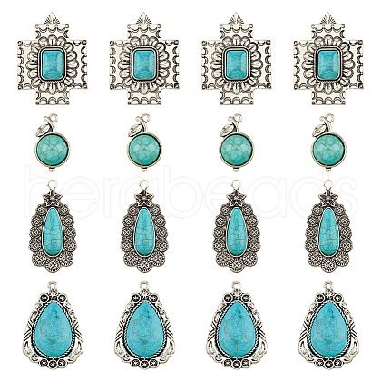 HOBBIESAY 16Pcs 4 Styles Alloy Pendants PALLOY-HY0002-02-1