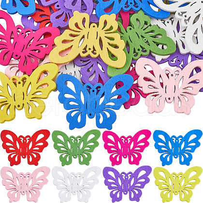 SUNNYCLUE 32Pcs Dyed Wood Connector Charms FIND-SC0011-10-1