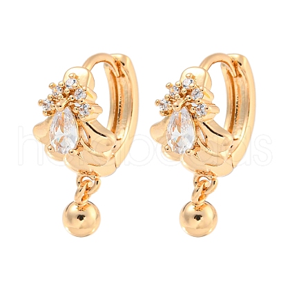 Brass Micro Pave Clear Cubic Zirconia Hoop Earrings EJEW-A107-08B-KCG-1