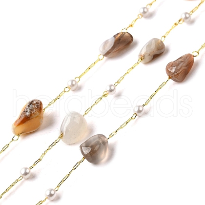 Handmade Natural Botswana Agate Nuggest Beaded Chains CHC-F020-04G-01-1