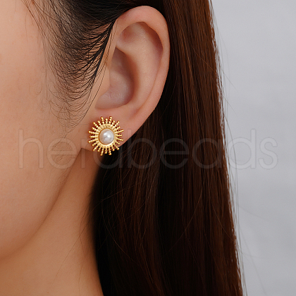 Geometric Stainless Steel Sun Stud Earrings NK4647-1