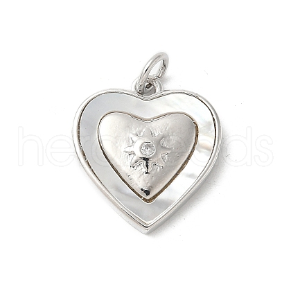 Brass Pave Natural White Shell Pendants KK-S522-22P-1