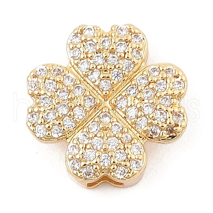 Brass Micro Pave Cubic Zirconia Slide Charms ZIRC-I068-06G-01-1