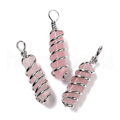 Natural Rose Quartz Big Pointed Pendants G-I322-05P-08-1