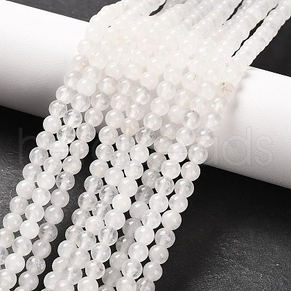 Round Natural White Jade Bead Strands X-G-R345-4mm-06-1