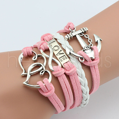 PU Leather & Hemp Cord Multi-strand Bracelets WG4AB3D-14-1